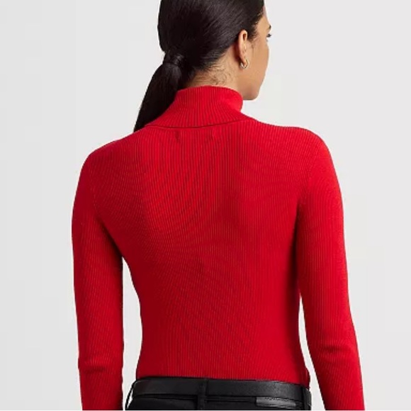 Lauren Ralph Lauren Petite Ribbed Turtleneck Sweater Red - Picture 2 of 5